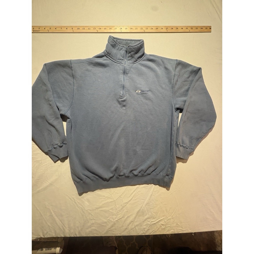 Vintage Reebok 1/4 Zip Pullover Sweatshirt Blue Embroidered Logo Men's M